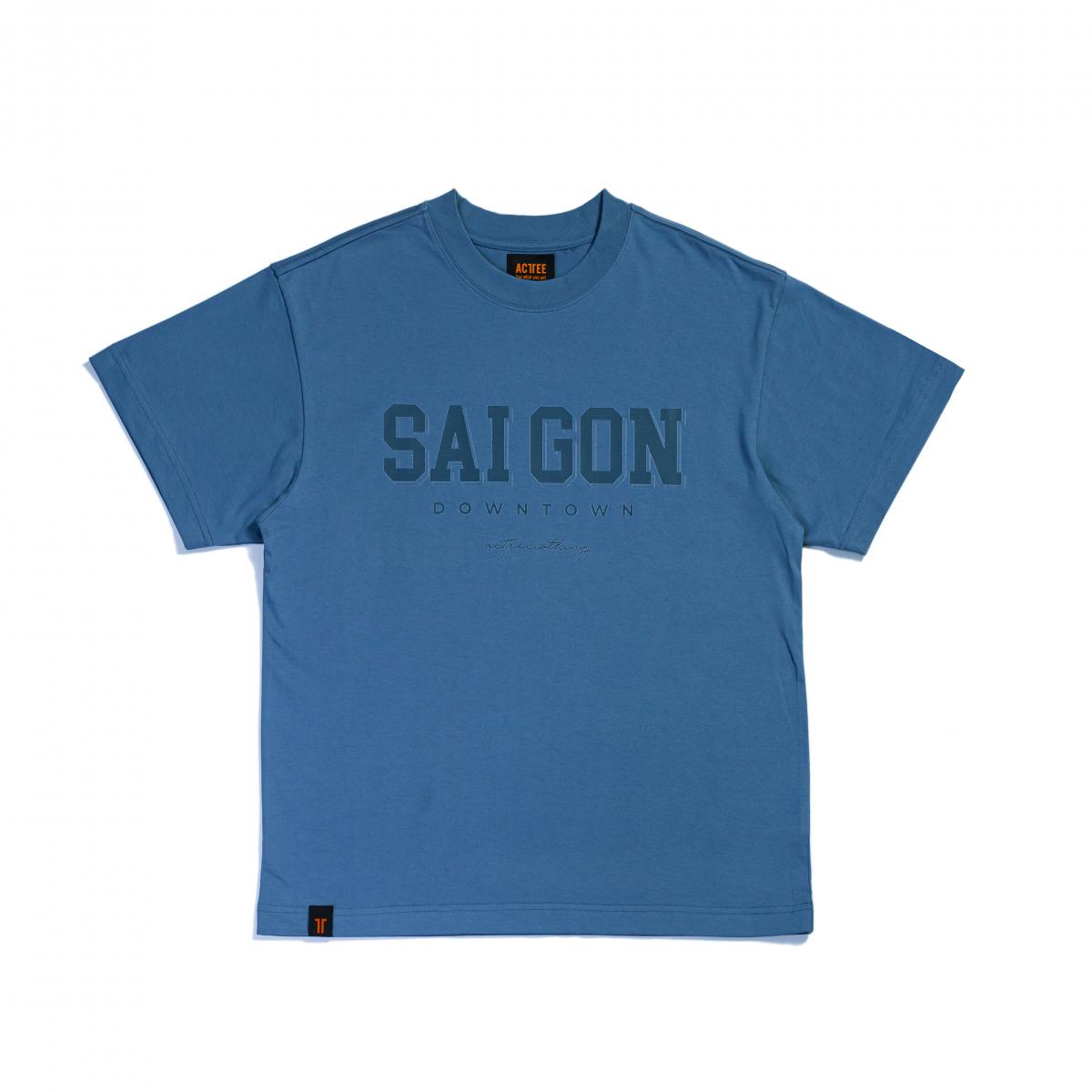 ACTTEE SAIGON DOWNTOWN OVERSIZED TEE BLUE GREY #0