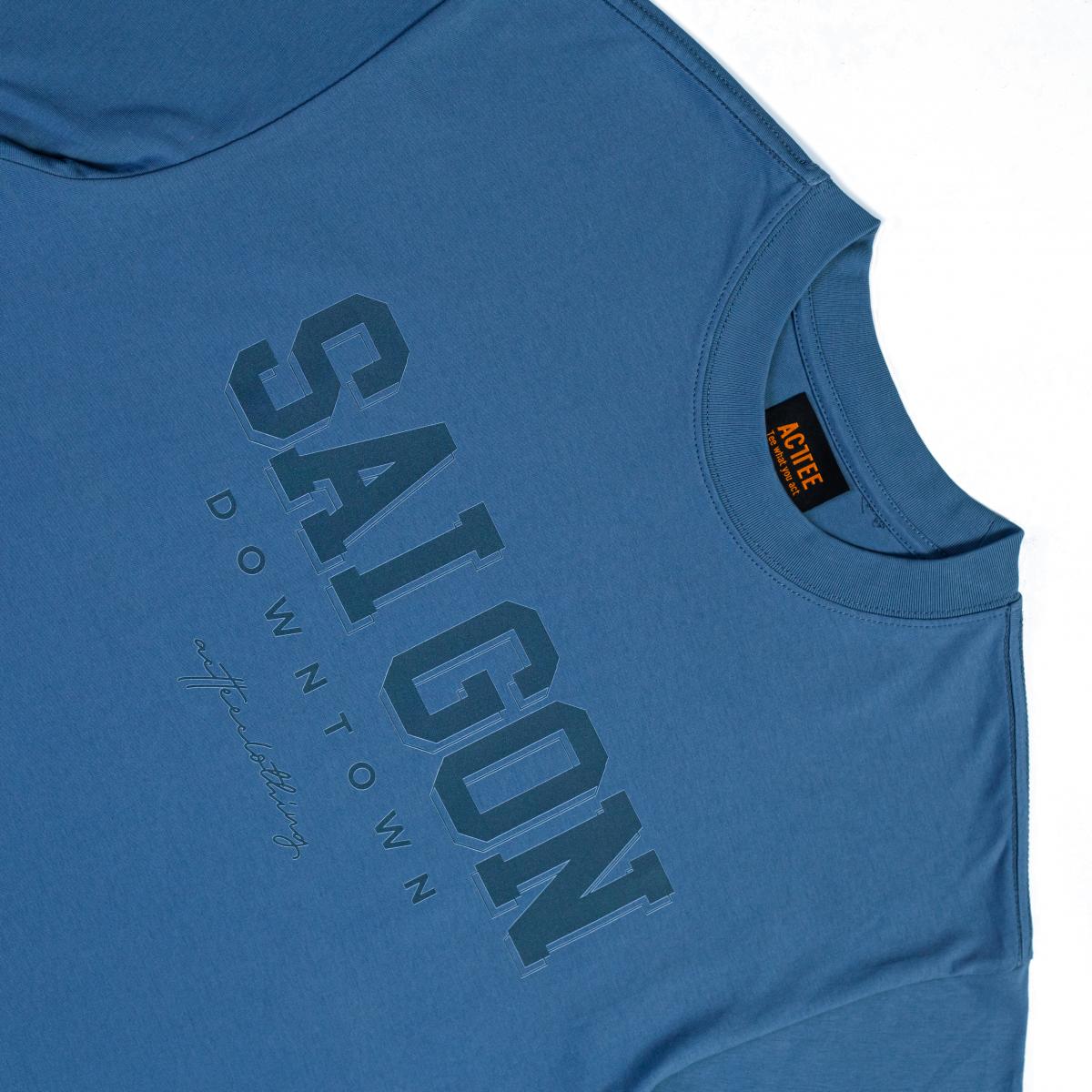 ACTTEE SAIGON DOWNTOWN OVERSIZED TEE BLUE GREY #1