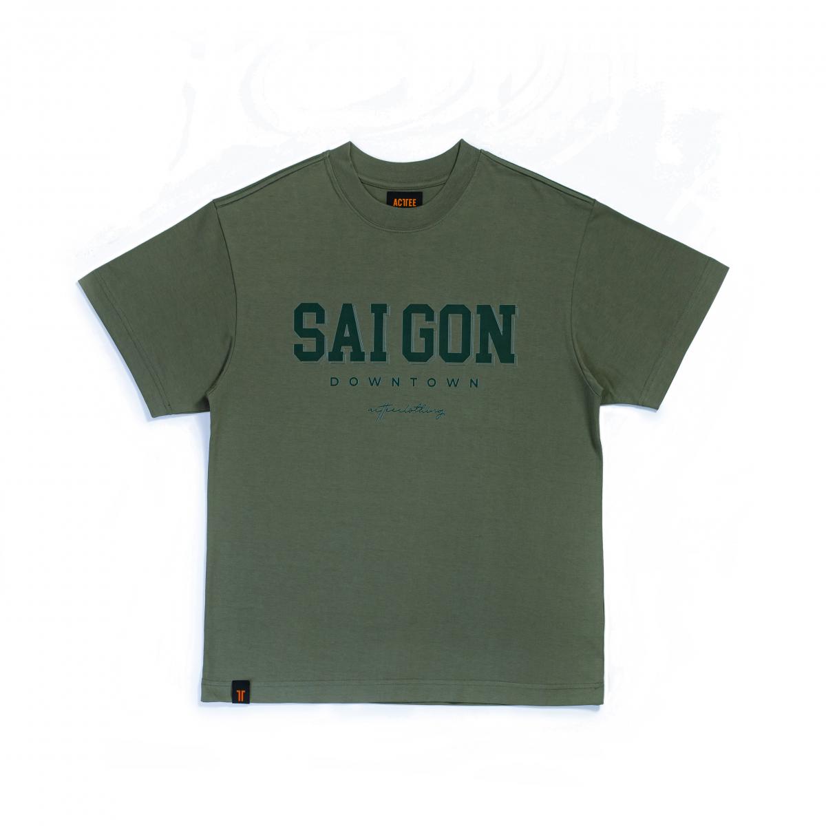 ACTTEE SAIGON DOWNTOWN OVERSIZED TEE MOSS-GREEN #0