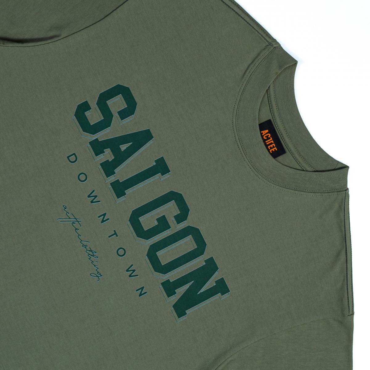 ACTTEE SAIGON DOWNTOWN OVERSIZED TEE MOSS-GREEN #1