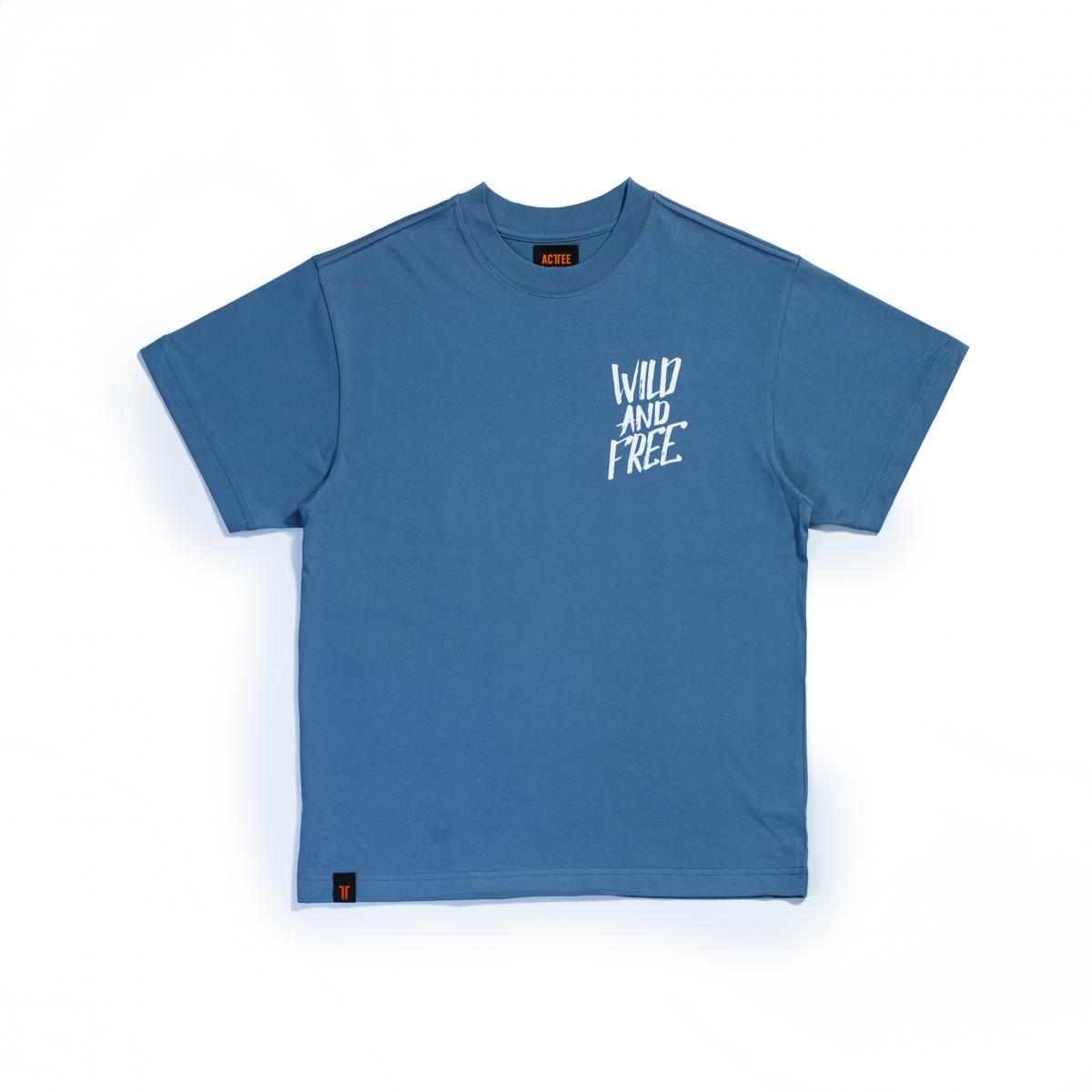 ACTTEE WILD AND FREE OVERSIZED TEE BLUE GREY #0