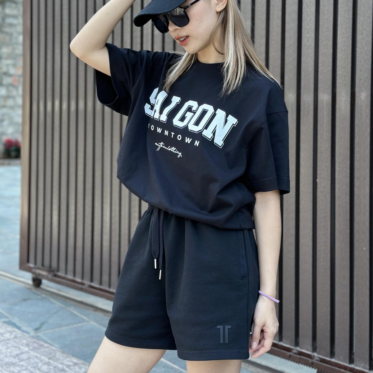 Áo Thun Oversized Nam Nữ Tay Lở SÀI GÒN 100% Cotton #0