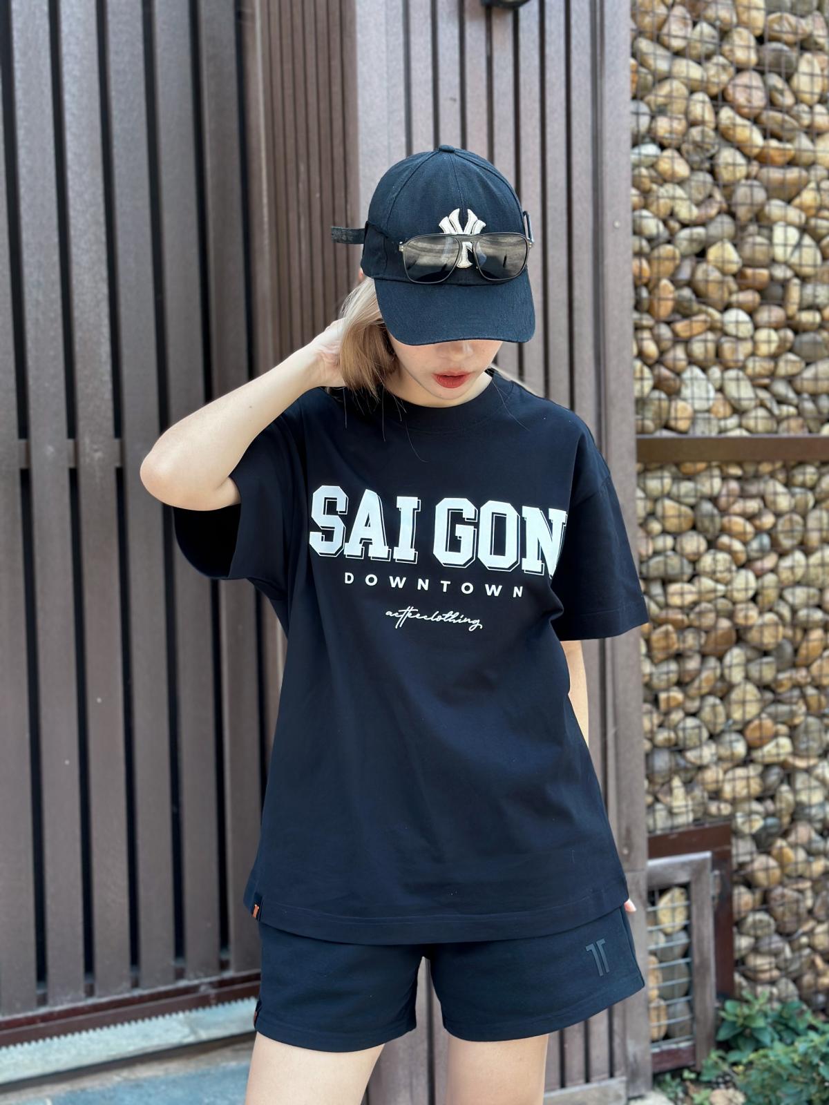 Áo Thun Oversized Nam Nữ Tay Lở SÀI GÒN 100% Cotton #2