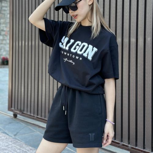 Áo Thun Oversized Nam Nữ Tay Lở SÀI GÒN 100% Cotton